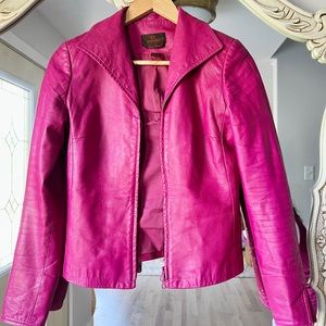 Vintage Danier Leather Hot Pink Jacket size small